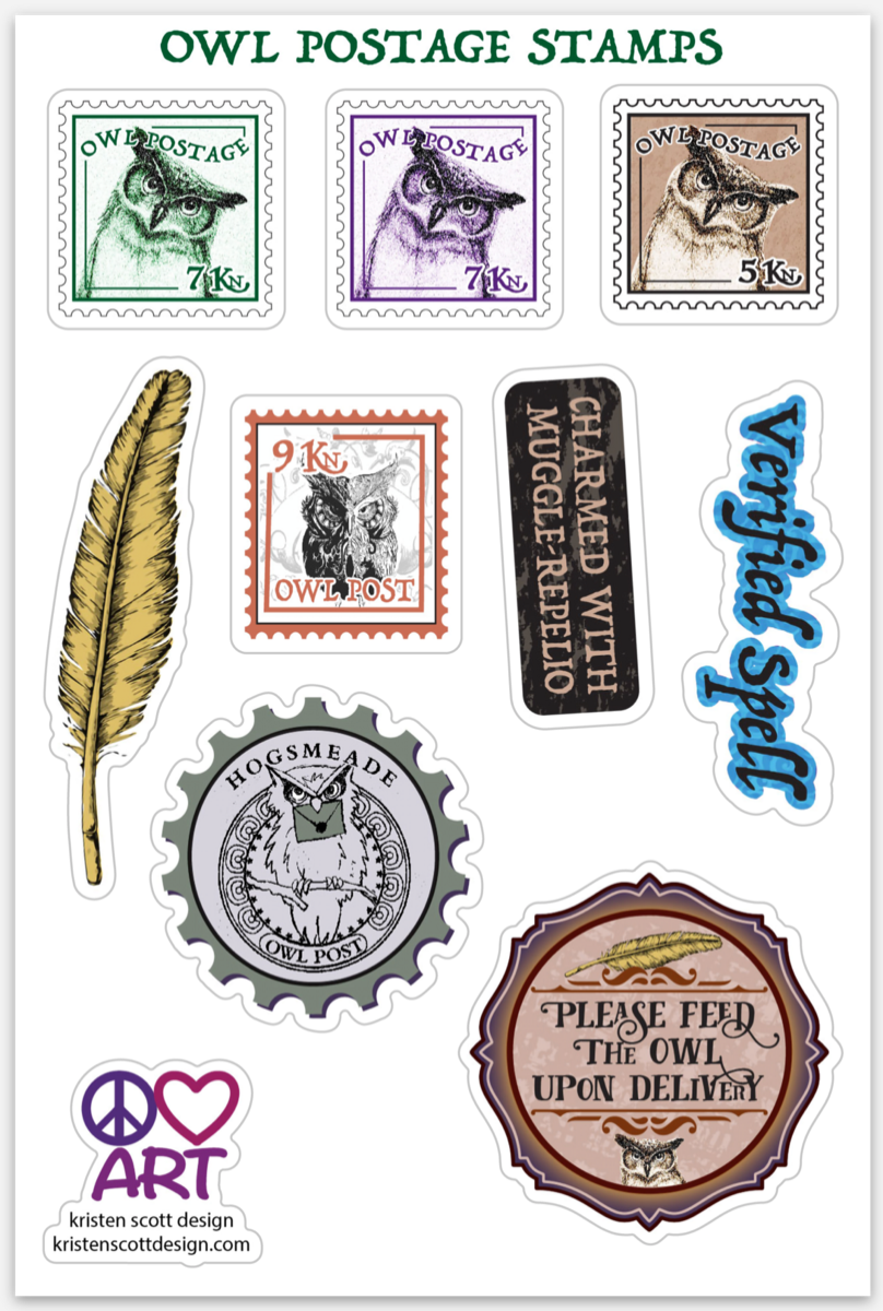Owl Mail Stamps  Post stamp, Owl post, Harry potter crafts
