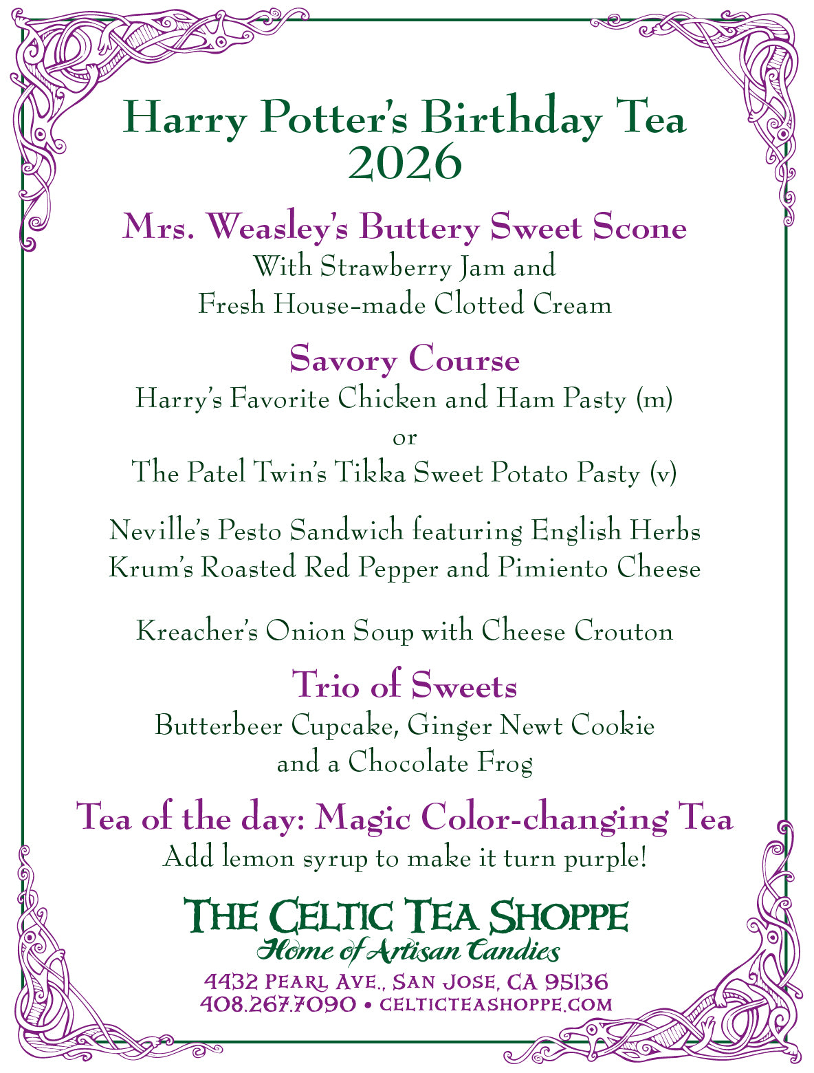 Harry Potter's Birthday Afternoon Tea 2026/Lughnasa Celebration
