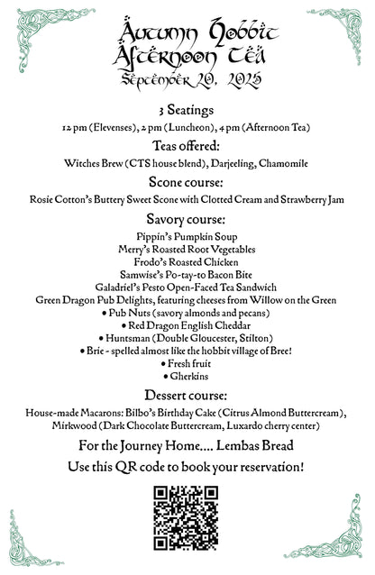 Lord of the Rings Autumn Afternoon Tea  9/19/2026