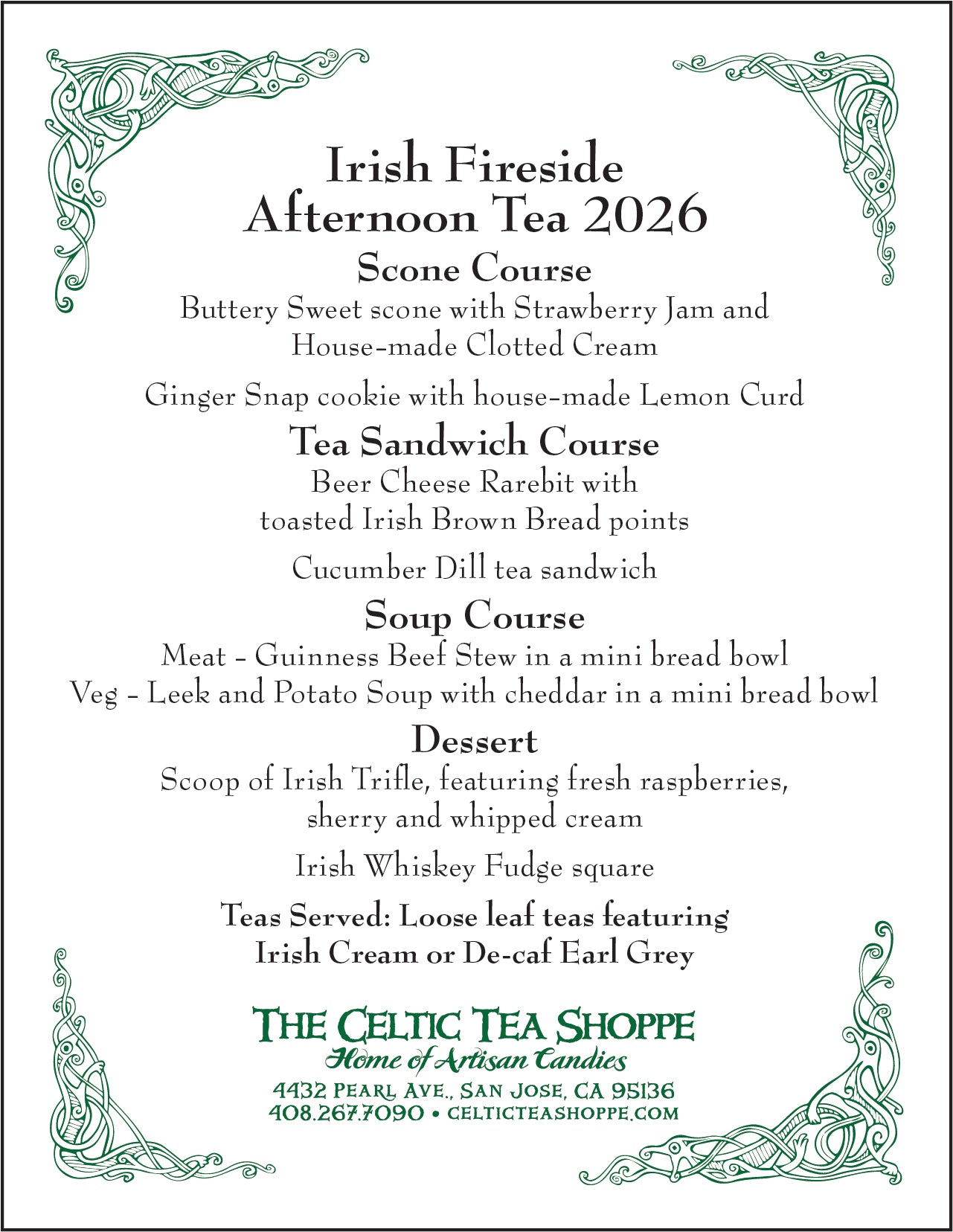 Irish Fireside Afternoon Tea