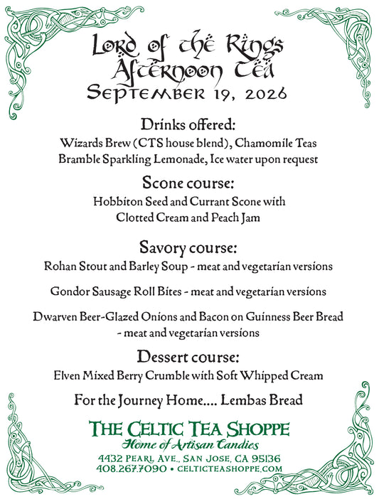 Lord of the Rings Autumn Afternoon Tea  9/19/2026