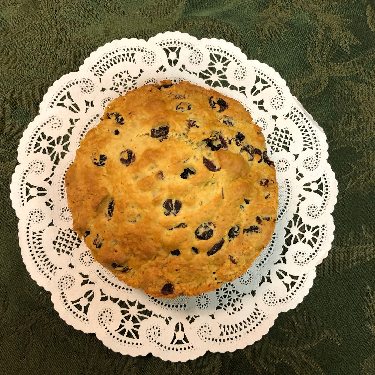 Top view of Cranberry Orange Irish Soda Bread